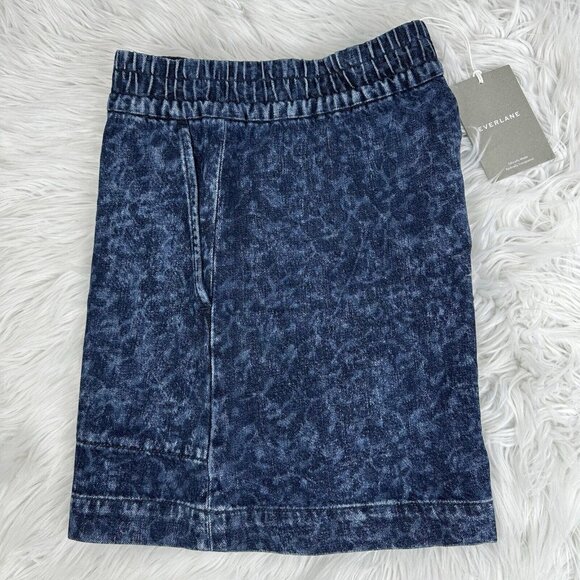 Everlane Women's NWT Dark Blue Painterly‎ Strokes The Denim Utility Shorts S/W28 - Picture 2 of 12